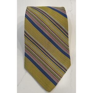 Vtg JC Penney Mens Tie 4” Yellow Striped All Silk Neck Tie New with Tags 1970s